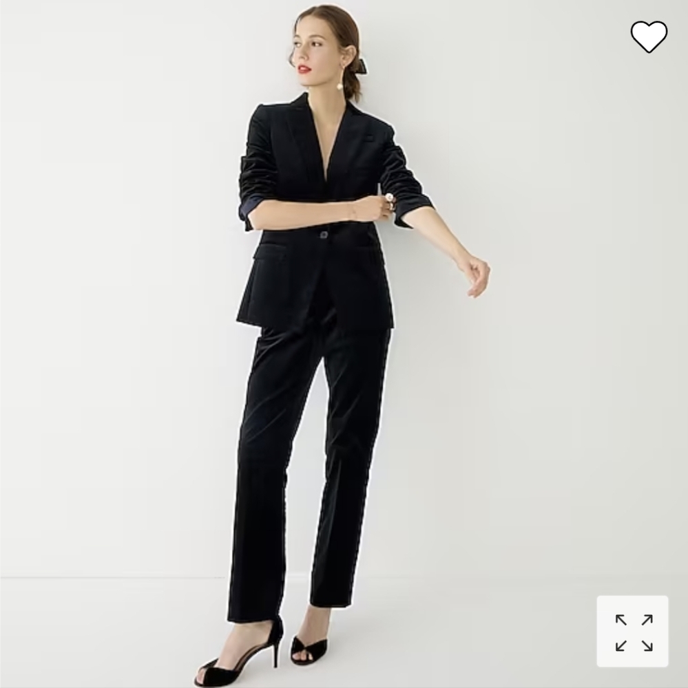 NWT J. CREW Collection black velvet straight leg stretch pant.  Size 14